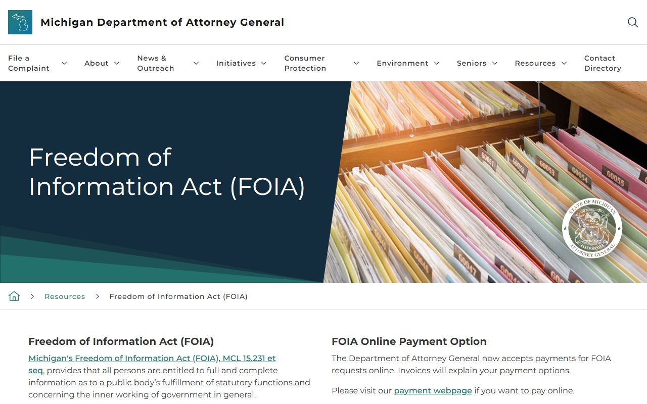 Michigan FOIA guidance relevant to the Montmorency County Clerk