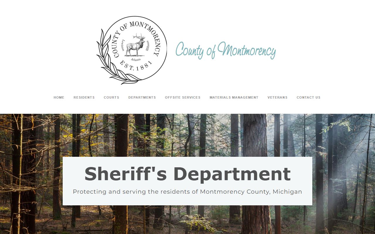 Montmorency County arrest records begin with the county sheriff's office