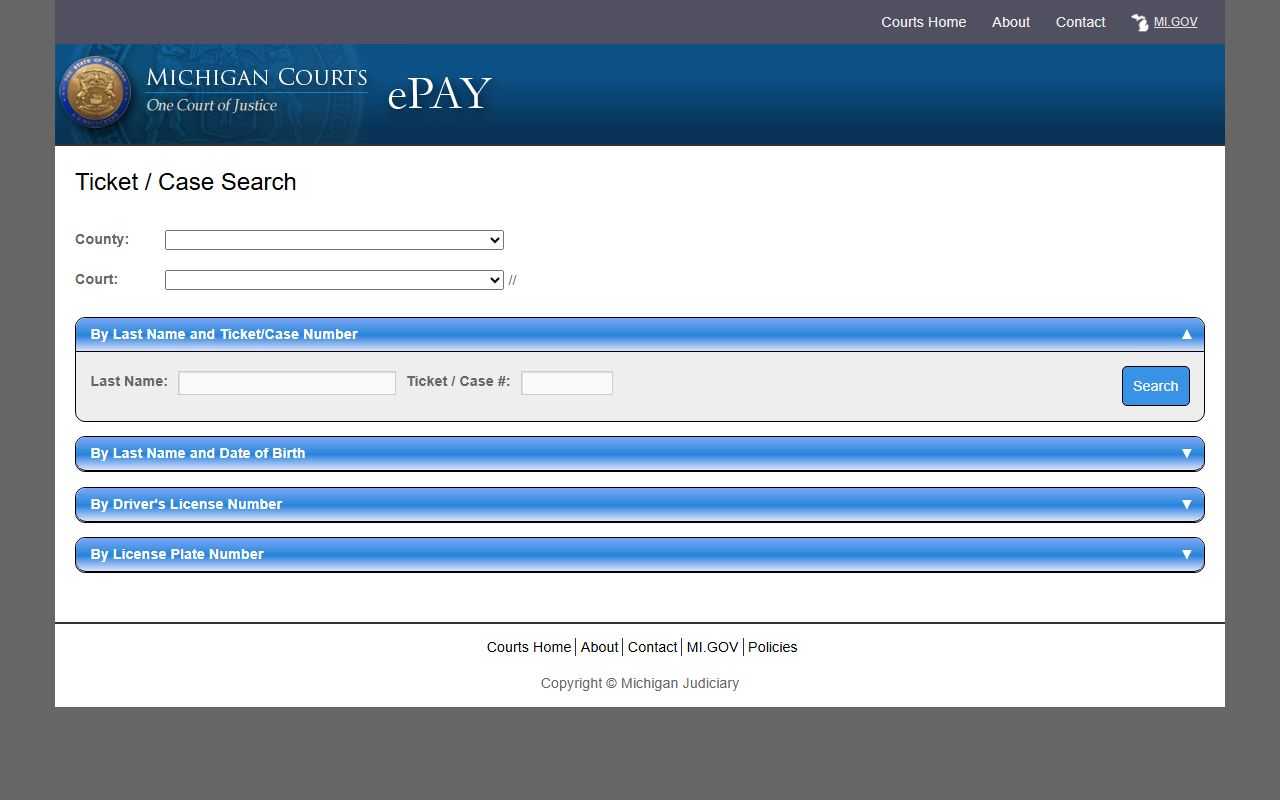 Montmorency County court dockets Michigan ePAY ticket search
