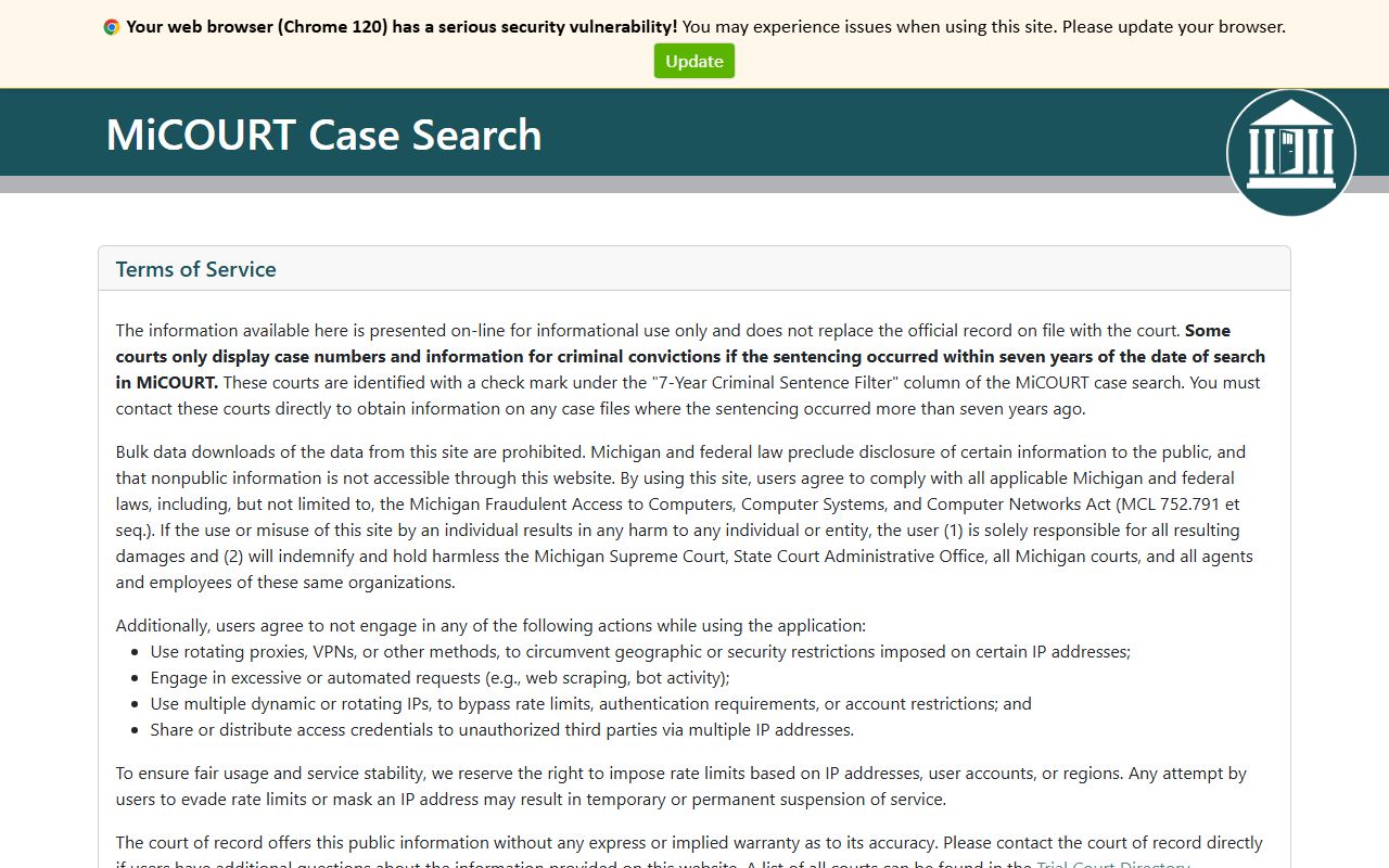 Montmorency County court records search on the state MiCOURT portal