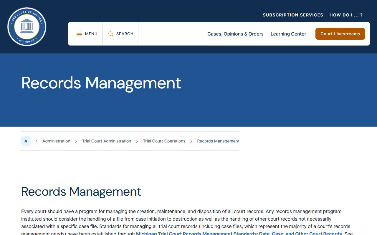 Michigan court records management page for Montmorency County court records access