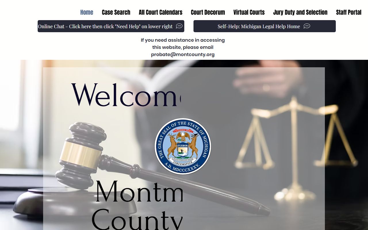 Montmorency County Courts homepage with court records case search links