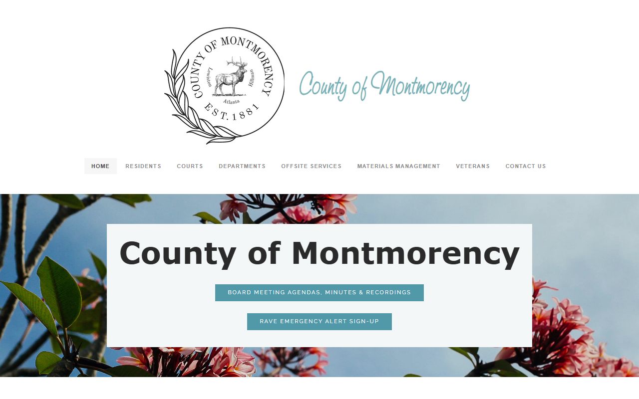 Official Montmorency County homepage with links to court records and departments